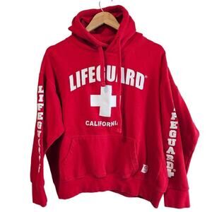 Popularity Products Lifeguard Hoodie Womens Medium Red California Pull Over